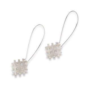 Grid Dangle Earrings - all silver