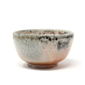 Wood fired, shino and lavender ash glazed bowl