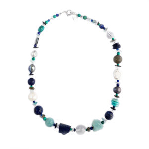 Blue and white semi-precious necklace