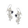 Asymmetric silver lace earrings with pearls by Katerina Damilos