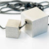 silver double cube necklace