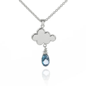 Sterling silver handmade raincloud necklace