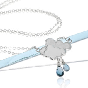 Sterling silver blue topaz gemstone raincloud British weather ne