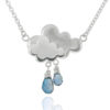 Sterling silver blue topaz gemstone raincloud necklace