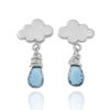 Sterling silver blue topaz gemstone tiny raincloud earrings hand