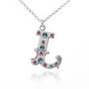 Sterling silver circus letter initial necklace with gemstones