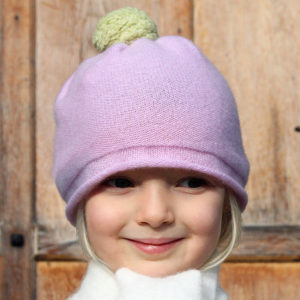 Pure cashmere children's pompom hat