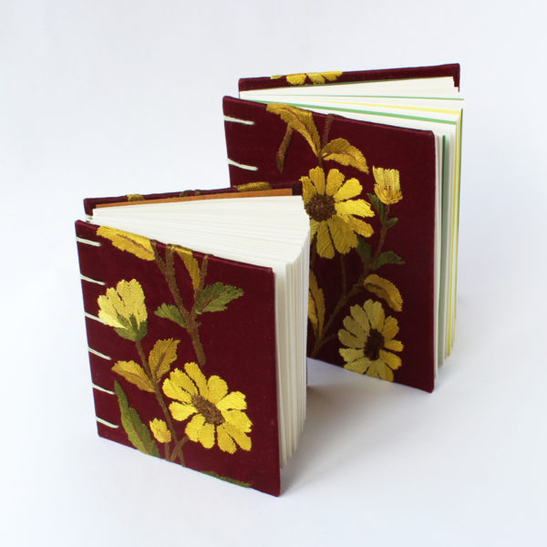 vintage floral fabric books x2