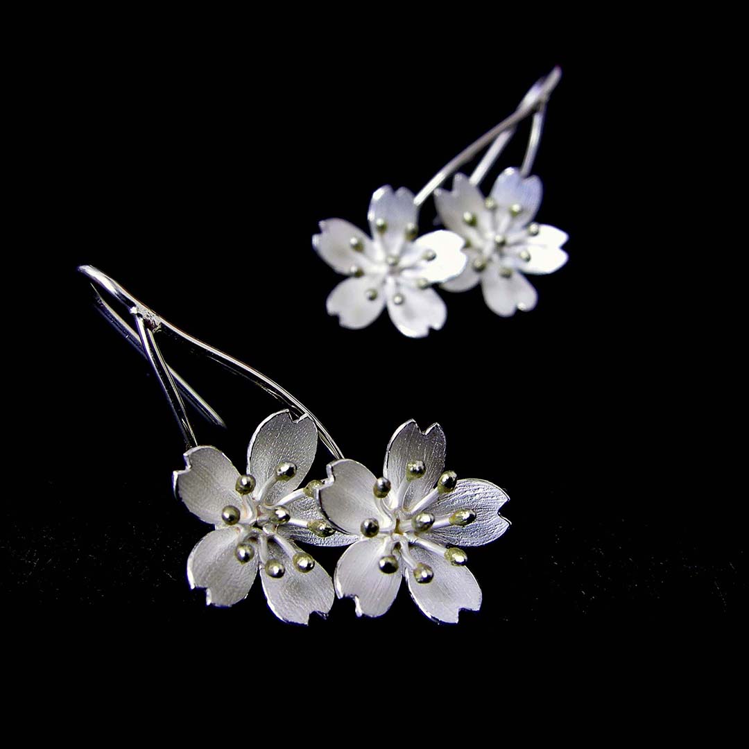 Cherry Blossom, Necklace and Earrings, Yuki Kokai