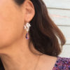 Free Spirit amethyst earrings on model