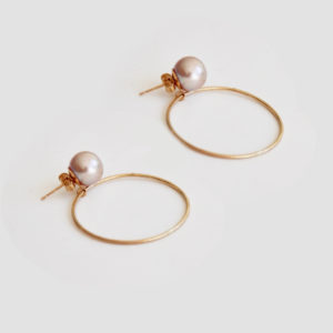 ORB gold hoops with blush pearls