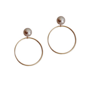 ORB solid gold hoops pearls
