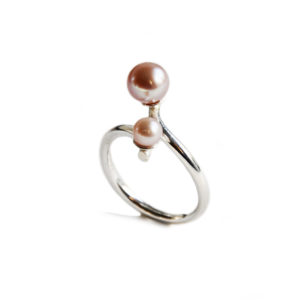 Silhouette coil silver ring 2 blush pearls