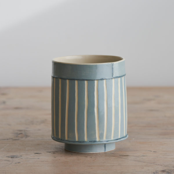 Emily-Kriste Wilcox, small vessel in blue stripe with navy joins, Pattern & Surface