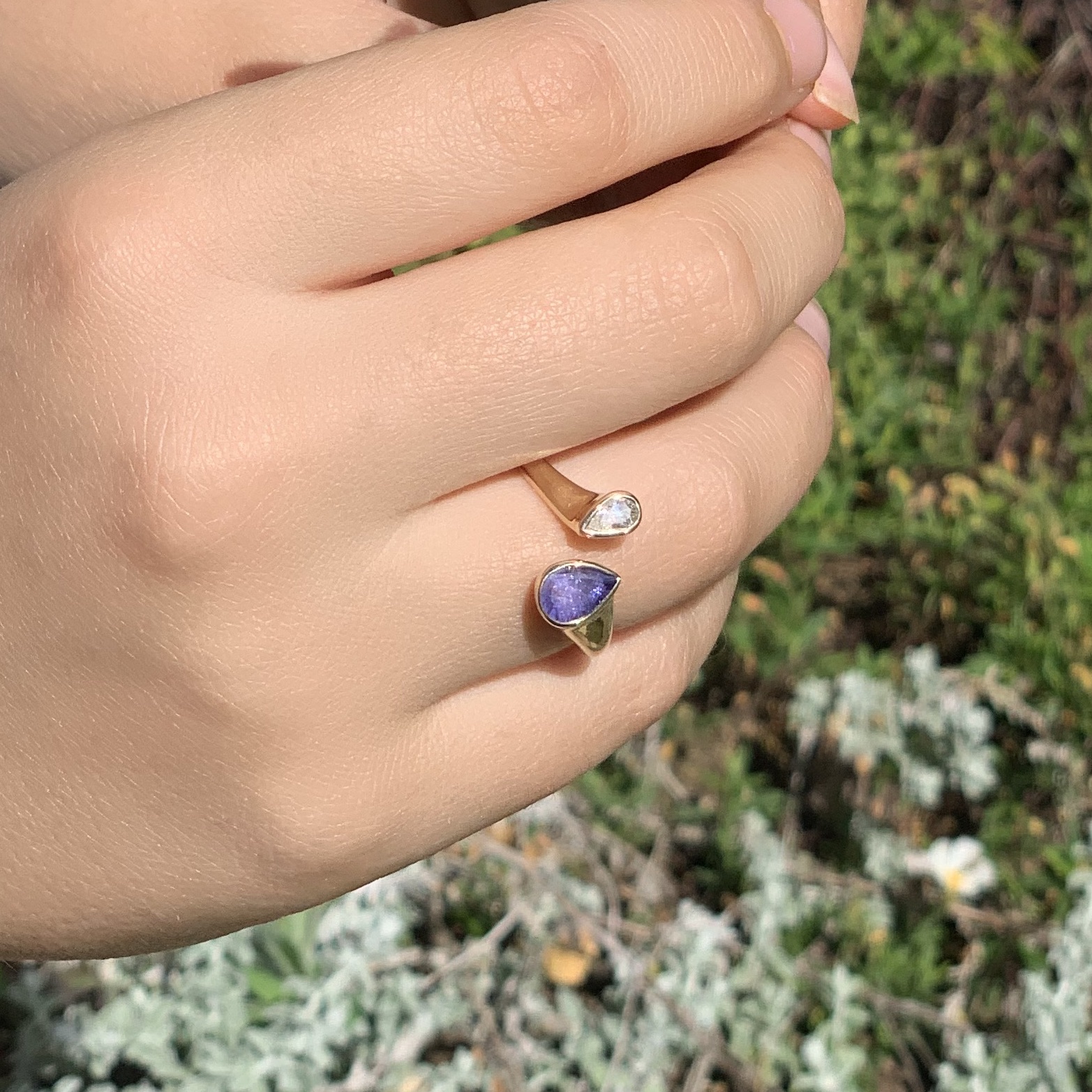 Purple Sapphire and Diamond ring
