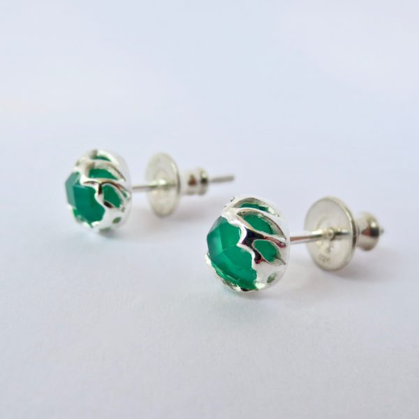green agate stud earrings.