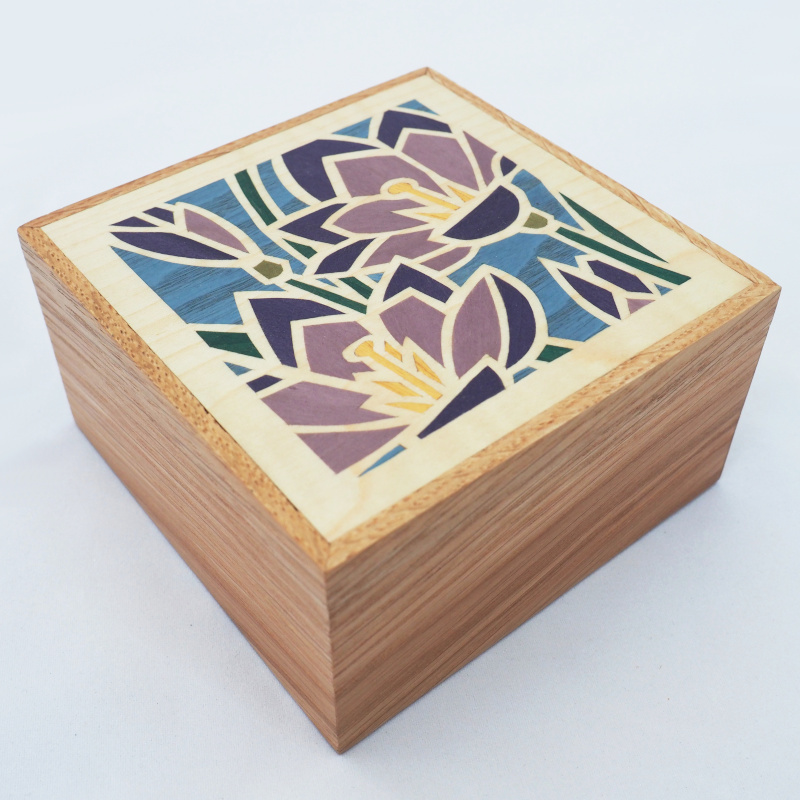 Small Trinket Box with Crocus Design - Handmade in Britain