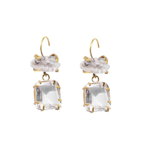 Asteria Herkimer Diamond and Rock Crystal Drop Earrings