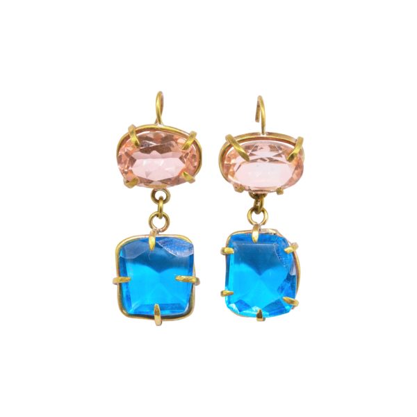 Nixie Morganite and Blue Topaz Drop Earrings 2