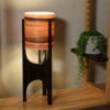 Table lamp in ebonised recycled mahogany