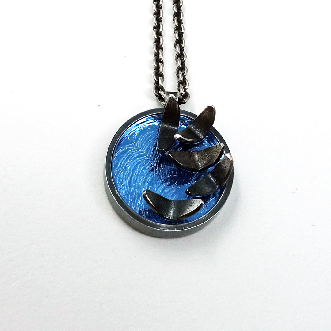 small blue murmering flock pendant