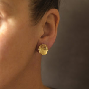 dished concave gold textured stud earring by Emily Nixon
