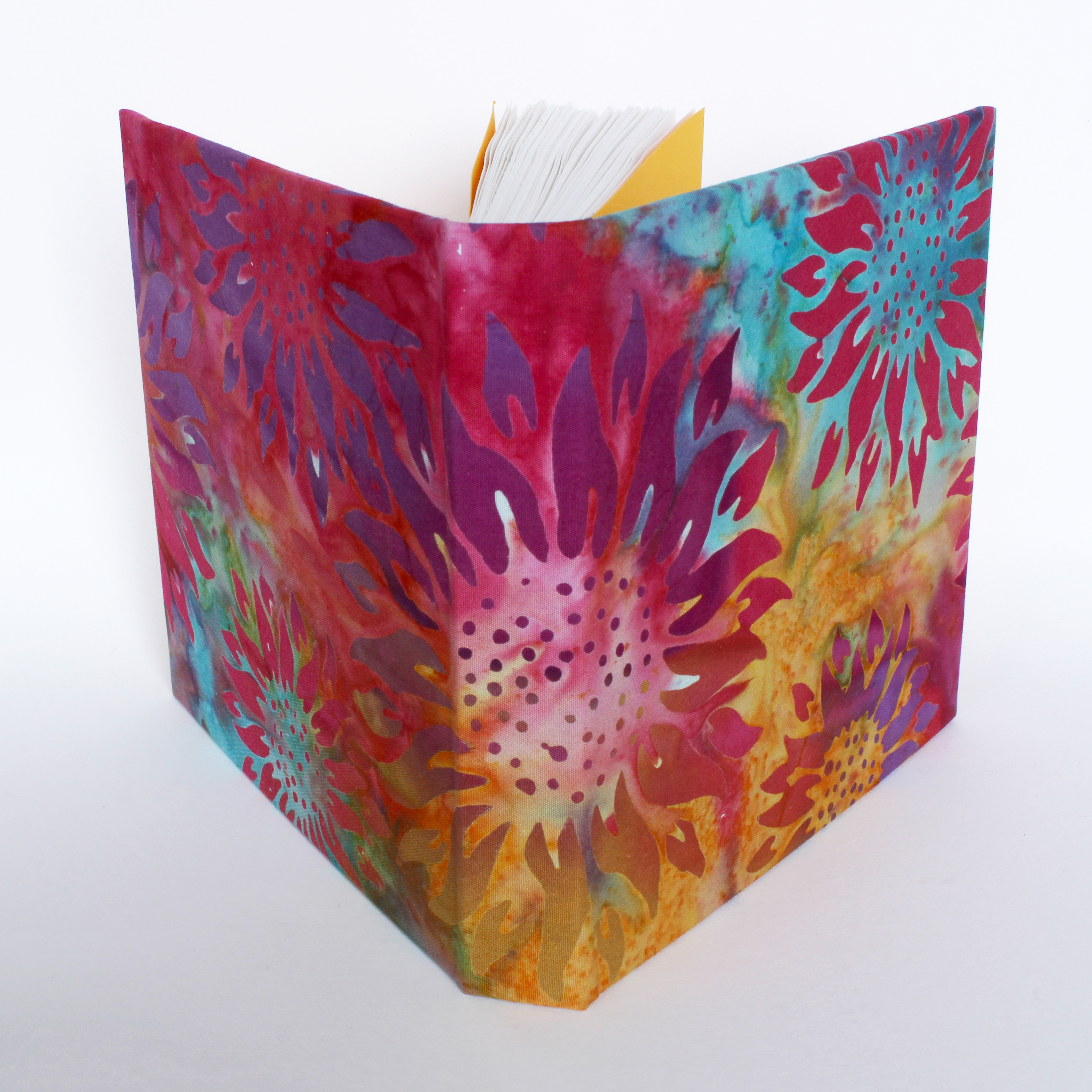 square sketchbook with batik covers