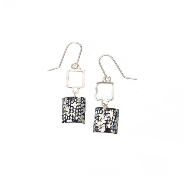 Blue and silver Square Wire Drop Earrings