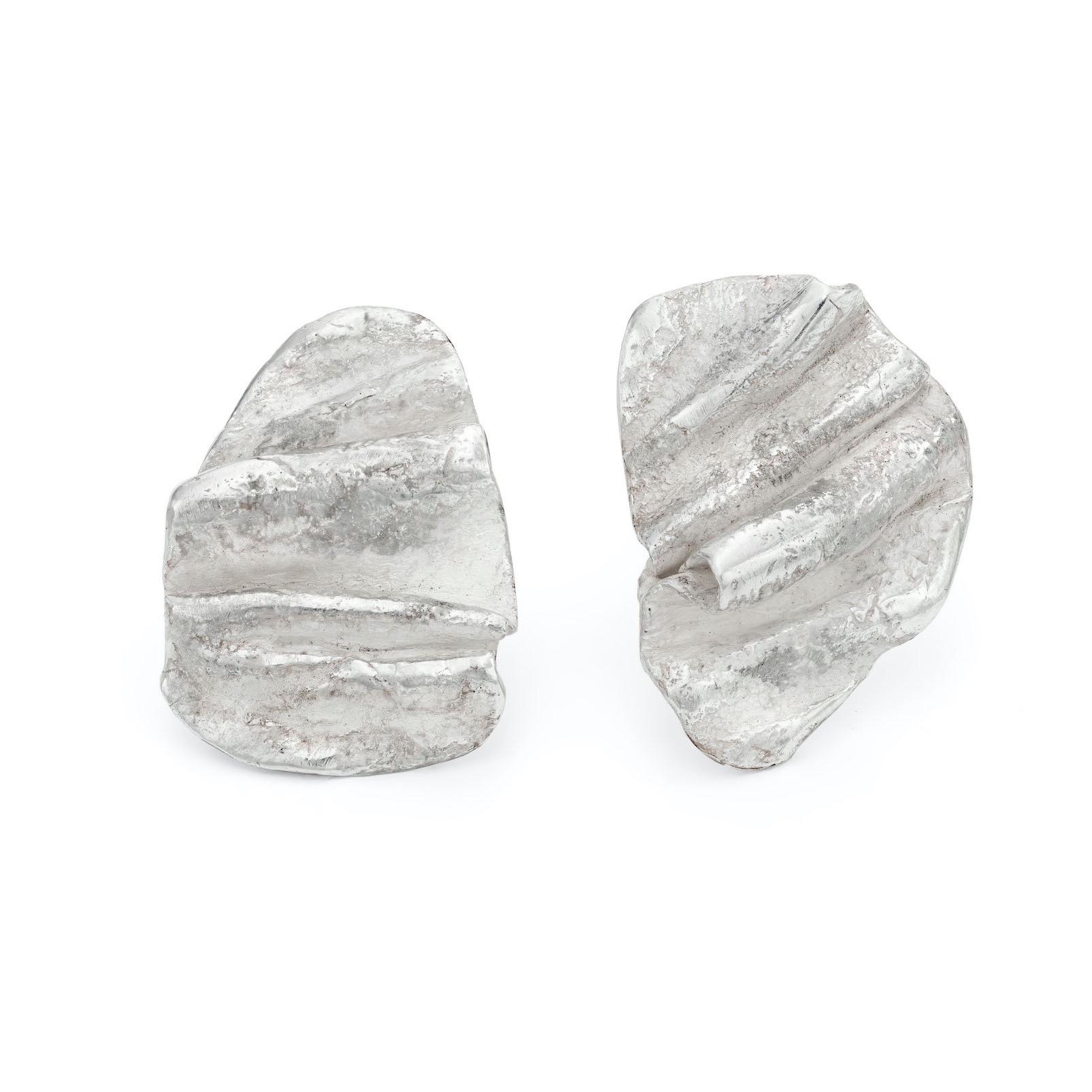 Large statement silver stud earrings. contemporary design by emily Nixon, crafted in Cornwall