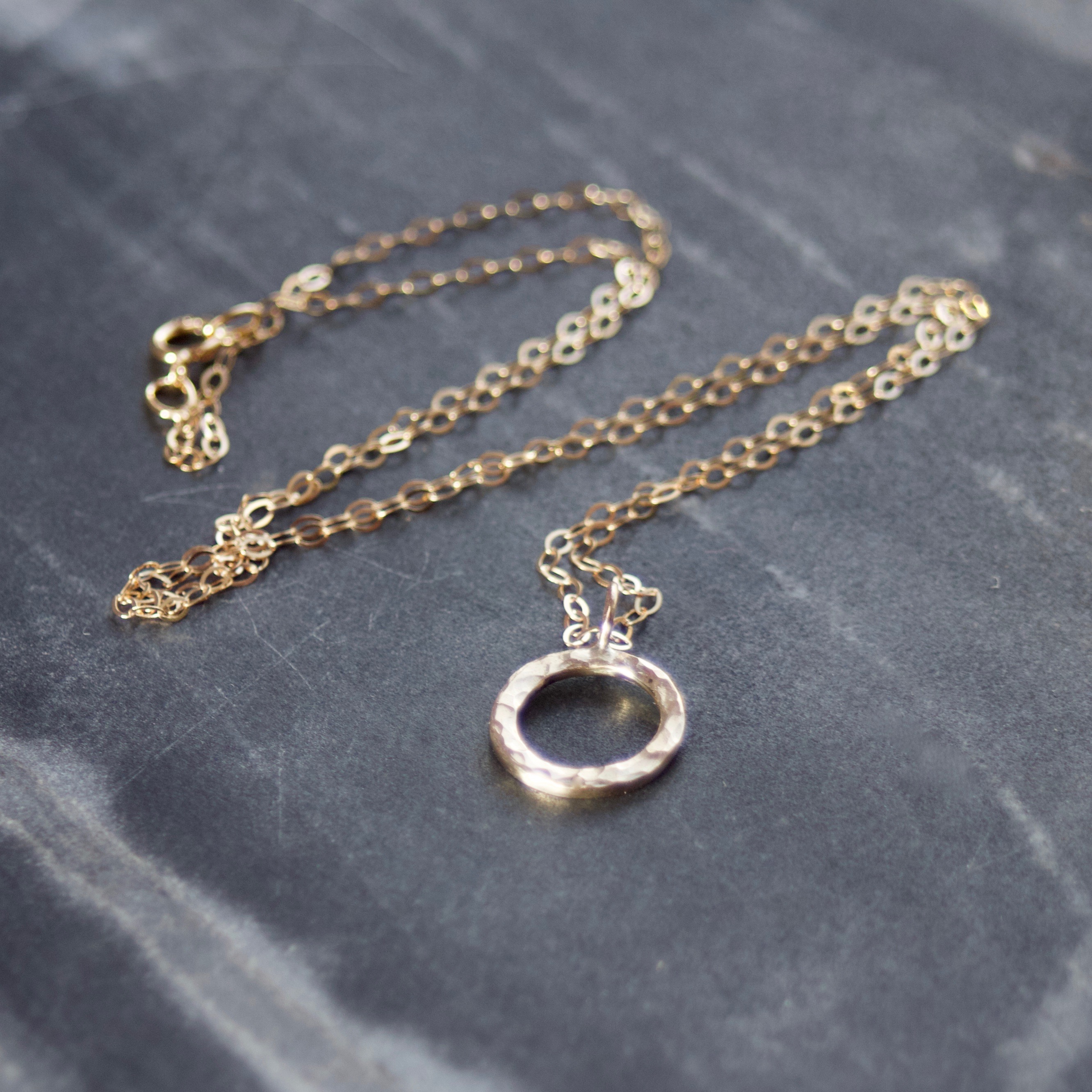 Solid Gold Halo Necklace