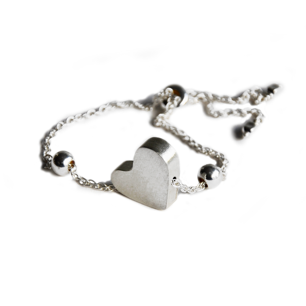 Silhouette adjustable heart bracelet silver