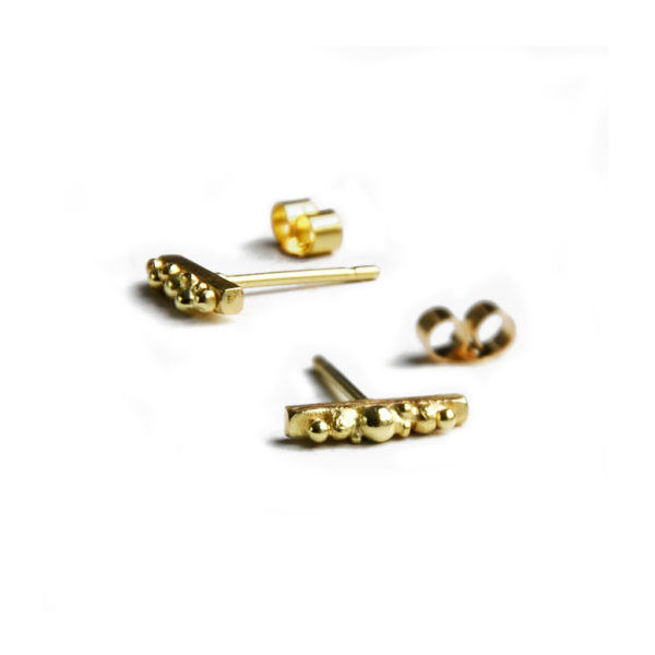 ORB solid gold granulated bar studs