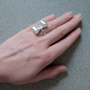 Silver Bowknot Ring - Silver Ring shown worn