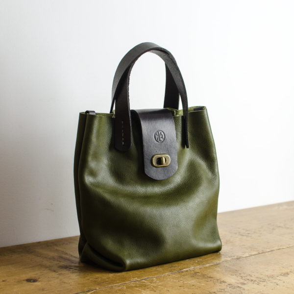 Olive Green Leather Handbag - Handmade in Britain