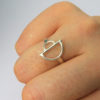 arc bow ring being worn on model faceted.co.uk sterling eco-silver