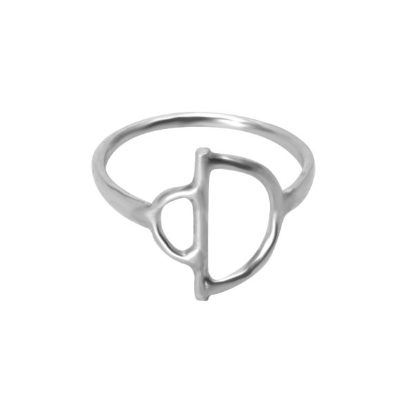 Faceted Arc Bow ring in Sterling Eco-silver on plain white background