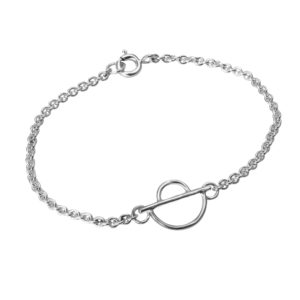 Arc Solo Sterlins silver bracelet on white background with chain