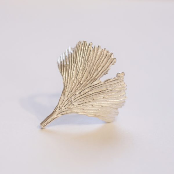 ginkgo leaf silver ring