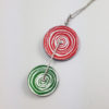 Red and green women's suffrage pendant with silver chain