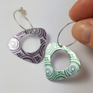 purple and green suffragette earrings