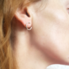 Circle Silver Stud Earrings on an earlobe.