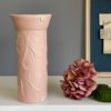 Matt pink paisley cylinder vase Libby Daniels ceramics