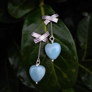 Short Amazonite 2-Part Earrings by Essemgé - silver and aqua blue amazonite dangle earrings
