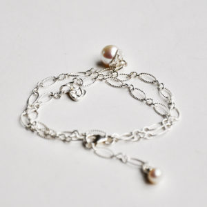 Silhouette wrap bracelet silver and pearls