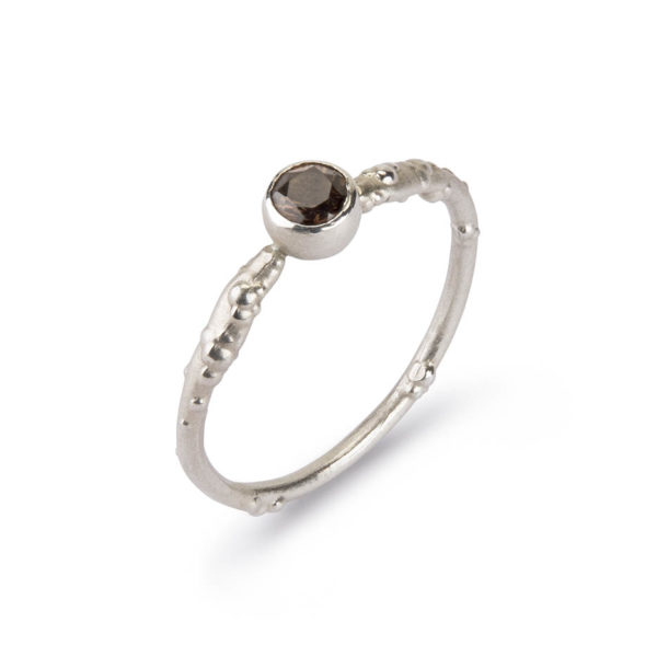 Orno slim dainty engagement ring with smokey quartz - Judith Peterhoff