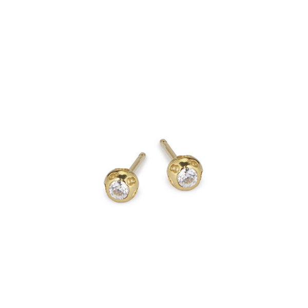 Vitium delicate diamond stud earrings 4mm ball studs in 18ct yellow gold - Judith Peterhoff
