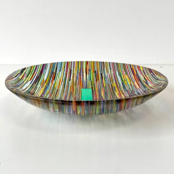 Adam Hussain-A H Contemporary Glass-Fused Glass-Earlsdon-Coventry-Rainbow-Interference-Multi Colours-Classic Bowl