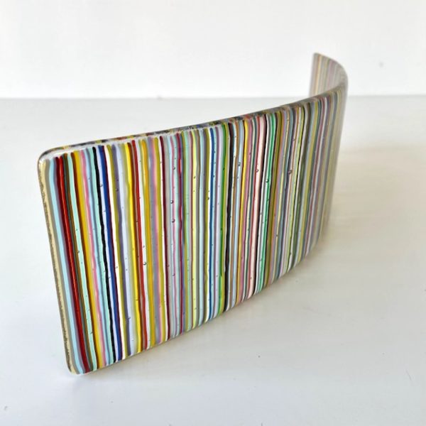 Adam Hussain-A H Contemporary Glass-Fused Glass-Earlsdon-Coventry-Stripes-Multi Colours-Curved Light Catcher