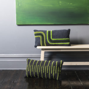 Zeca Hand tufted cushion in a charcoal and Green