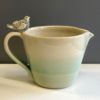 Pale green stoneware jug with sculpted bird detail Libby Daniels ceramics